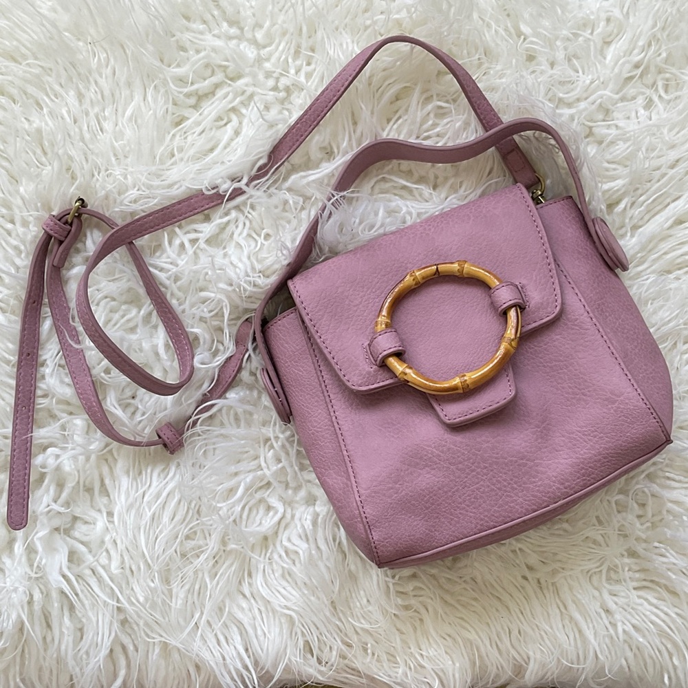 Free People Mauve Crossbody Bag with Bamboo Accent